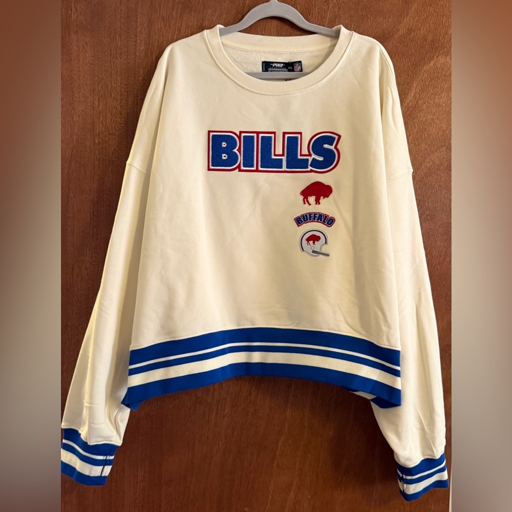 NFL Buffalo Bills Cream Sweatshirt with Red and Blue